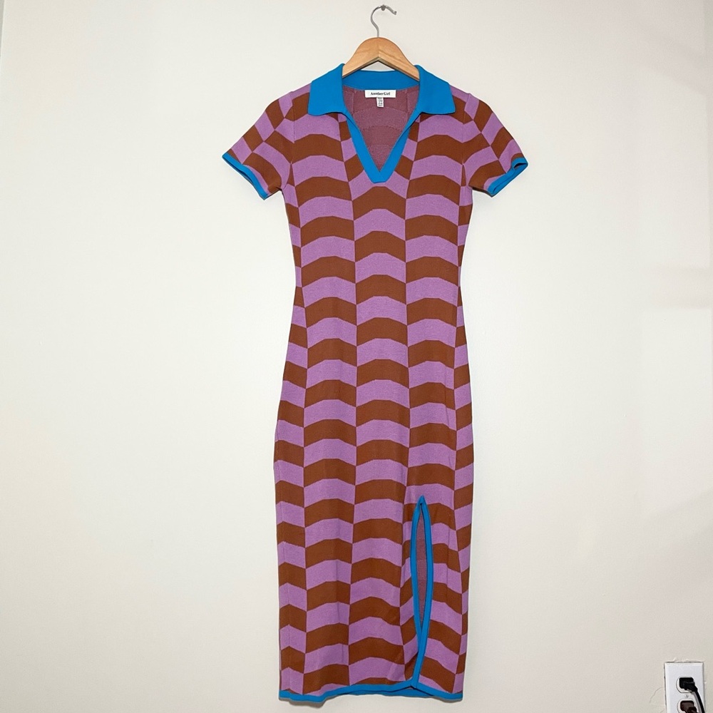 Another Girl Knit Polo Midi Dress